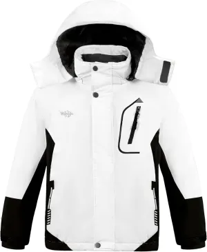 wantdo Boy's Ski Jacket Warm Fleece Winter Coat Waterproof Snow Jacket Rain Coat