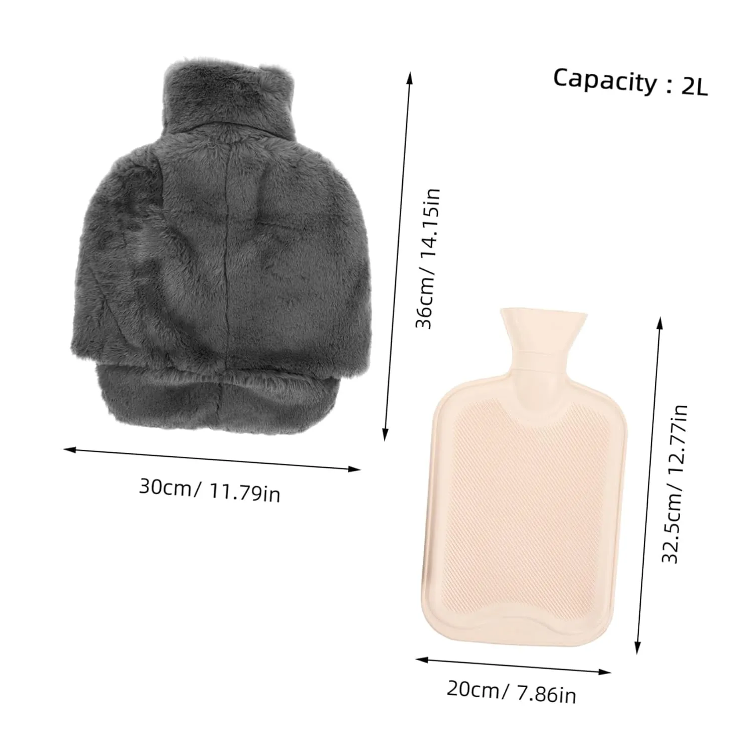 Warm Water Bottle with Plush Cover Reusable Hot Water Pouch Comfortable Feet Warmer Bag for Home and Office Detachable and Washable Safe Heat Resistance Cozy Foot Heating