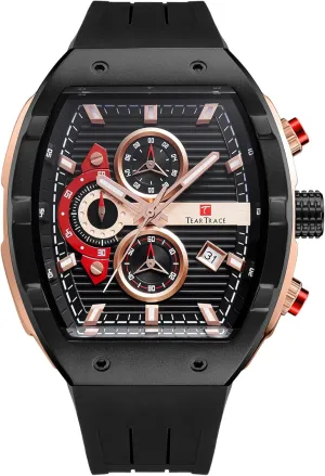 Watches for Men Analog Quartz Waterproof Sport Men’s Watch Tonneau Chronograph Luminous Fashionable Unique Casual Watch with Silicone Strap