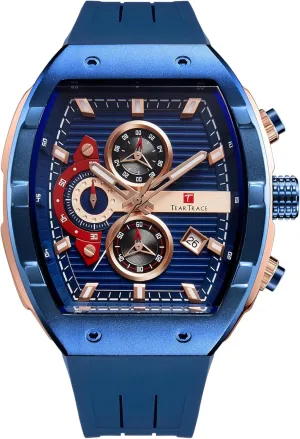 Watches for Men Analog Quartz Waterproof Sport Men’s Watch Tonneau Chronograph Luminous Fashionable Unique Casual Watch with Silicone Strap