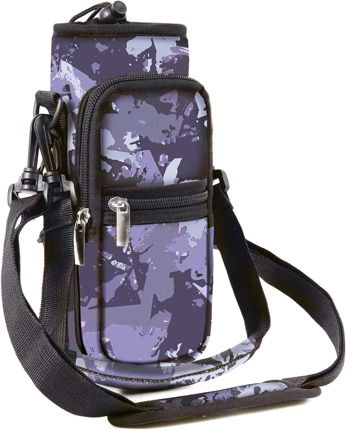 Water Bottle Carrier Holder Sling Bag Sleeve 25oz 32oz Crossbody Water Bottle Case Cover with Strap Pockets for Men/Women Walking Hiking Camping (25 oz, BS25-05)