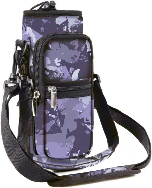 Water Bottle Carrier Holder Sling Bag Sleeve 25oz 32oz Crossbody Water Bottle Case Cover with Strap Pockets for Men/Women Walking Hiking Camping (25 oz, BS25-05)