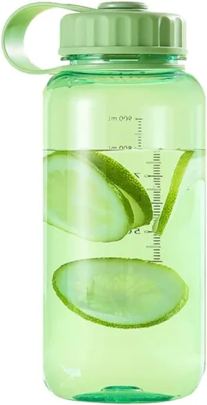 Water Bottles 37.2oz Large Capacity High Temperature Resistant Sports Water Bottle, Boys Summer Plastic Water Bottle With Scale For Fitness Gym Outdoor Activities ( Color : Green , Size : 37.2oz )