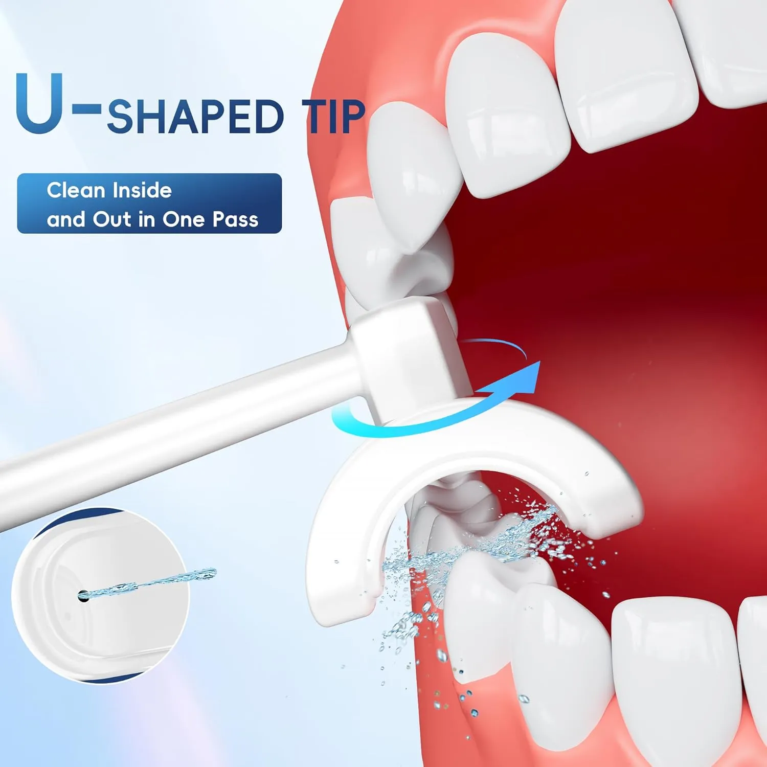 Water Flosser Cordless for Teeth, U-Shaped Flossing Head for 360° Deep Clean, 9 Jet Tips, 5 Modes&10 Pressures, 350ml Portable Electric Flosser, Rechargeable Oral Irrigator, Professional Dental Floss