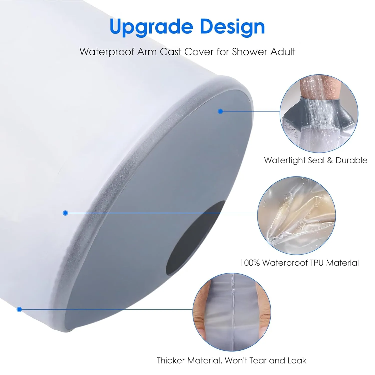 Waterproof Arm Cast Cover for Shower Wound Protector Bath Adult Watertight Cast Bag Showering for Surgery Bandage Broken Hand,Wrist,Finger, Elbow Reusable Durable (C-Long Arm-M)