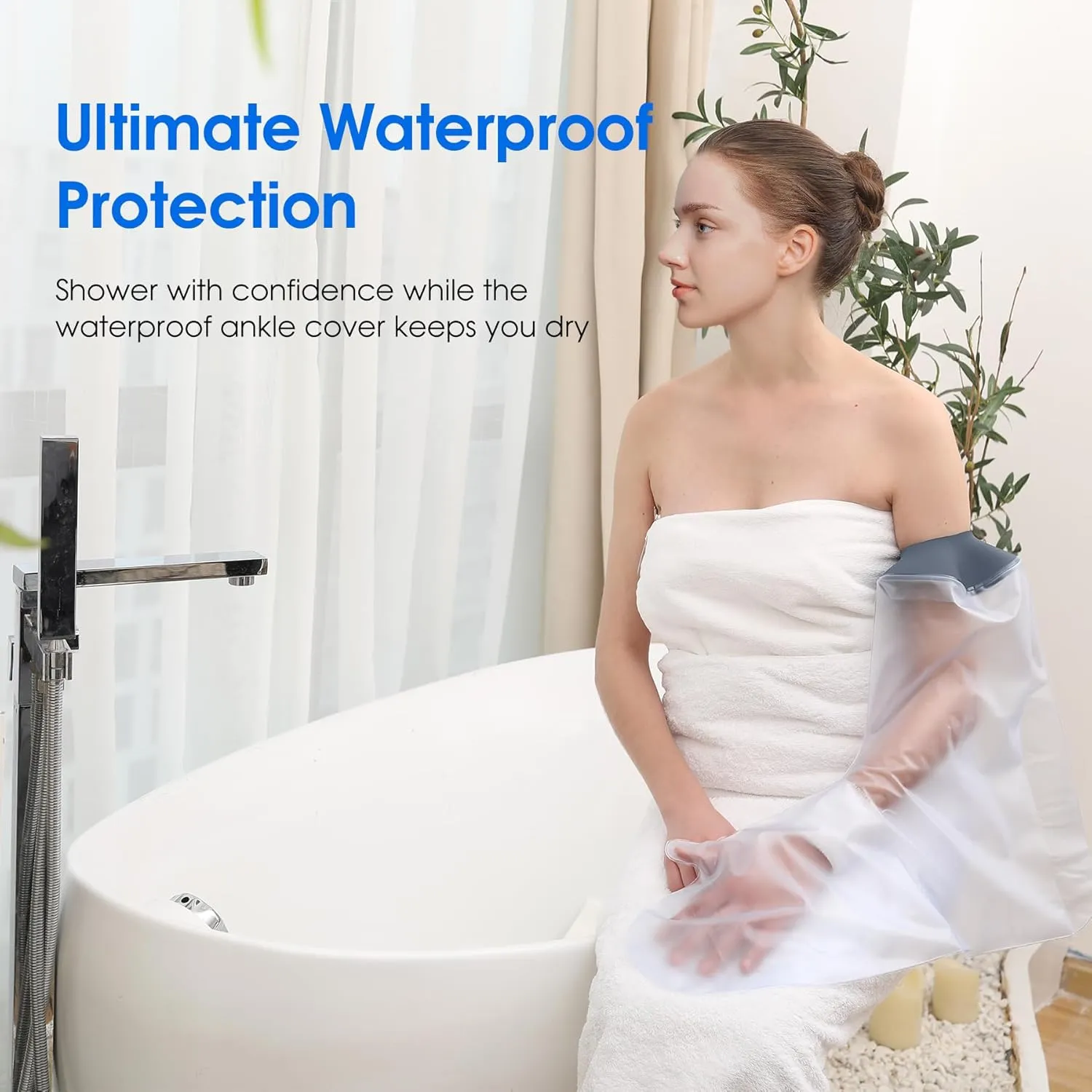 Waterproof Arm Cast Cover for Shower Wound Protector Bath Adult Watertight Cast Bag Showering for Surgery Bandage Broken Hand,Wrist,Finger, Elbow Reusable Durable (C-Long Arm-M)