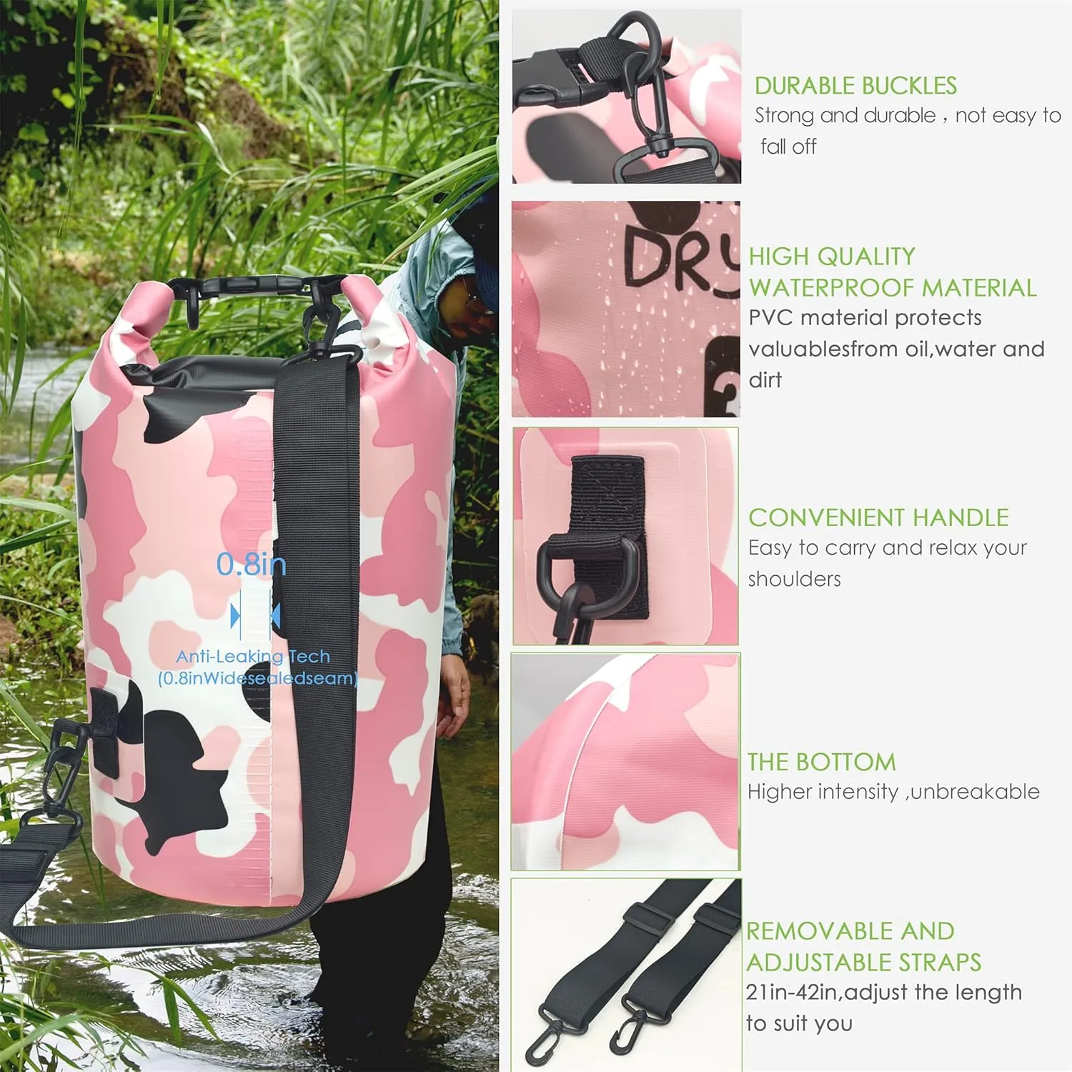 Waterproof Dry Bag 5L and Clear Waterproof Bags 3Piece, Water Tight Cases Pouch, Waterproof Storage Bags for Kayaking, Boating, Swimming, Hiking, Camping and Fishing