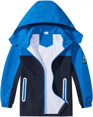 Waterproof Hooded Jacket for Boys Girls,Kids Raincoats Outdoor Windbreaker Dinosaur Rain Jacket