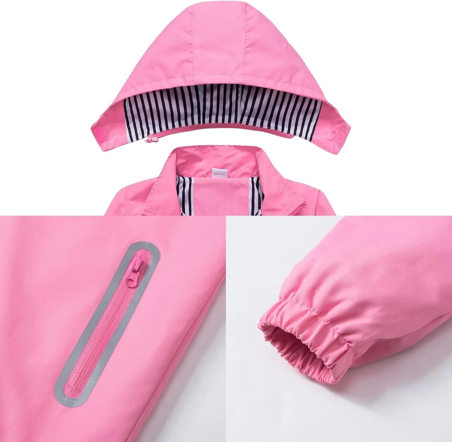 Waterproof Hooded Jacket for Boys Girls,Kids Raincoats Outdoor Windbreaker Dinosaur Rain Jacket