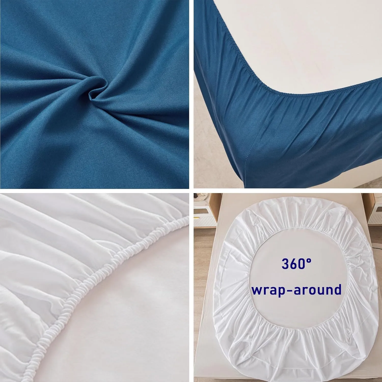 Waterproof Mattress Protector Queen, Soft Breathable Solid Color Mattress Cover Stretches up to 11", Noiseless Washable Bed Cover for Kids Adults Pets (Include Pillowcases) (B,Twin XL)