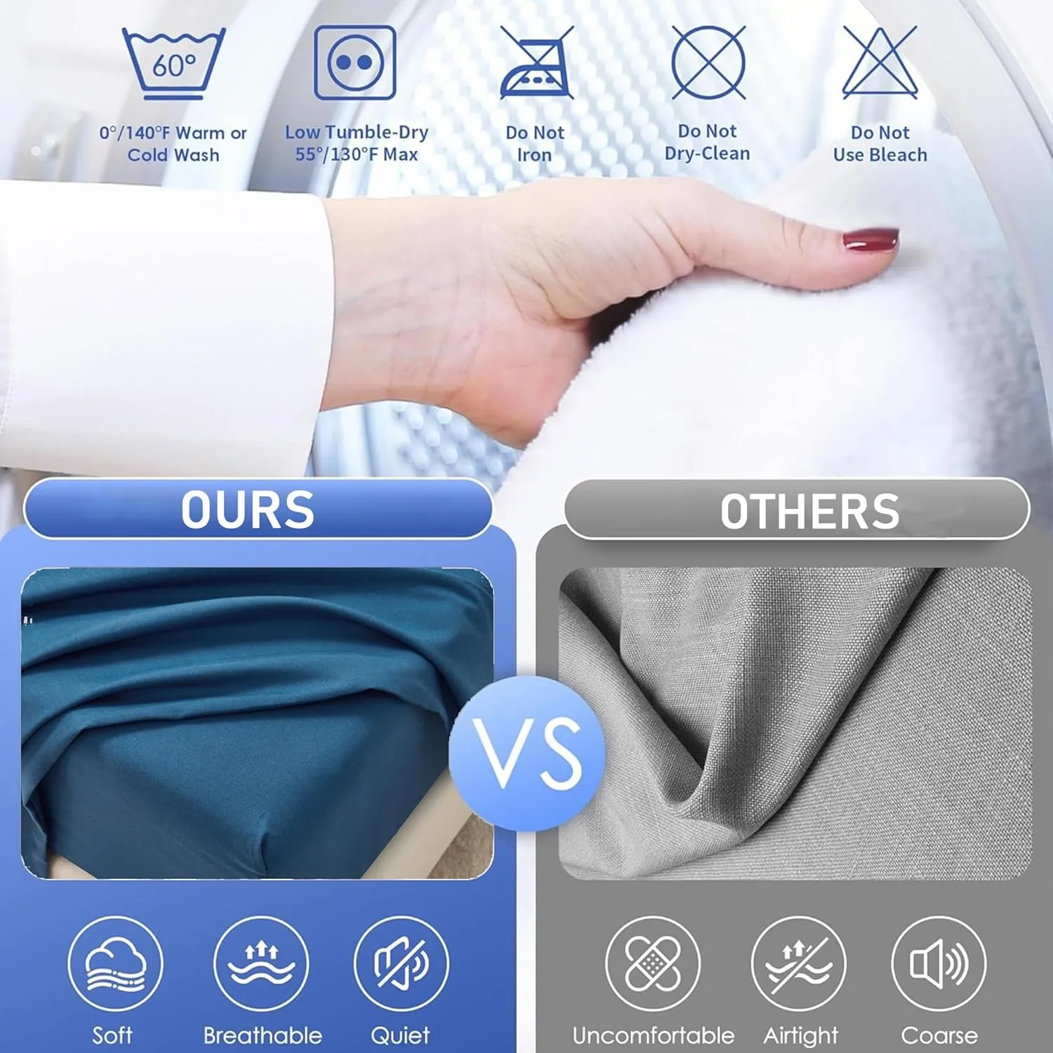 Waterproof Mattress Protector Queen, Soft Breathable Solid Color Mattress Cover Stretches up to 11", Noiseless Washable Bed Cover for Kids Adults Pets (Include Pillowcases) (B,Twin XL)