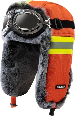 Waterproof Oversized Trapper Hat Aviator Hat with Goggles Ushanka Russian Hats Faux Fur Earflaps Trooper Pilot Cap