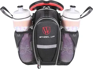 Waterproof Rear Under Seat Bike Saddle Bag, Double Pouch Bicycle Tail Pocket with Reflective Strip for MTB Mountain City Road Bike Water Bottle/Repair Tools Kit