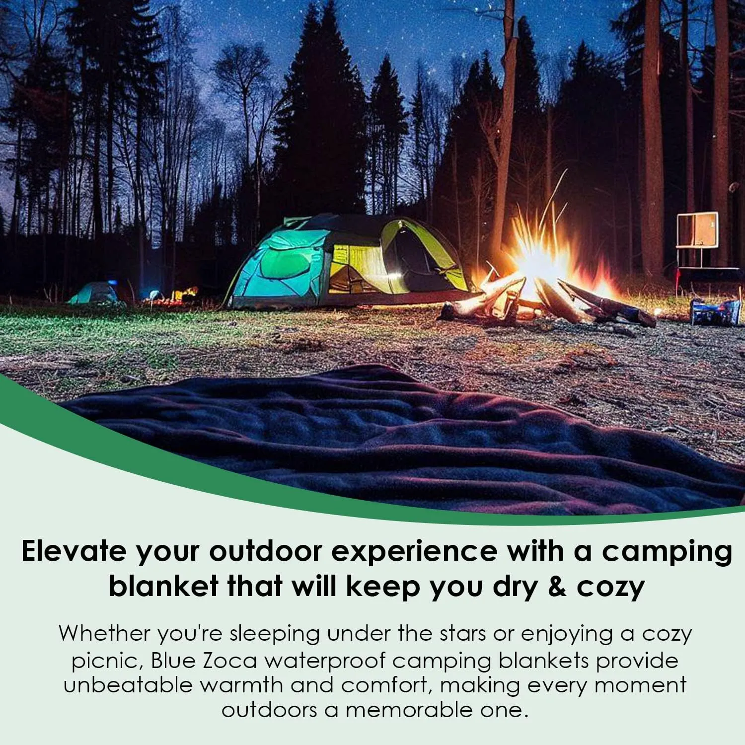 Waterproof Travel Blanket | for Camping, Hiking, Outdoor Sporting Events, Picnics & More | Three Layers to Keep You Warm & Dry Anywhere | Machine Washable & Pet Friendly - 65x50in Black