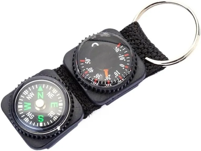 Webbing Thermometer Compass Aluminum Mountaineering Buckle Thermometer Compass Multifunctional