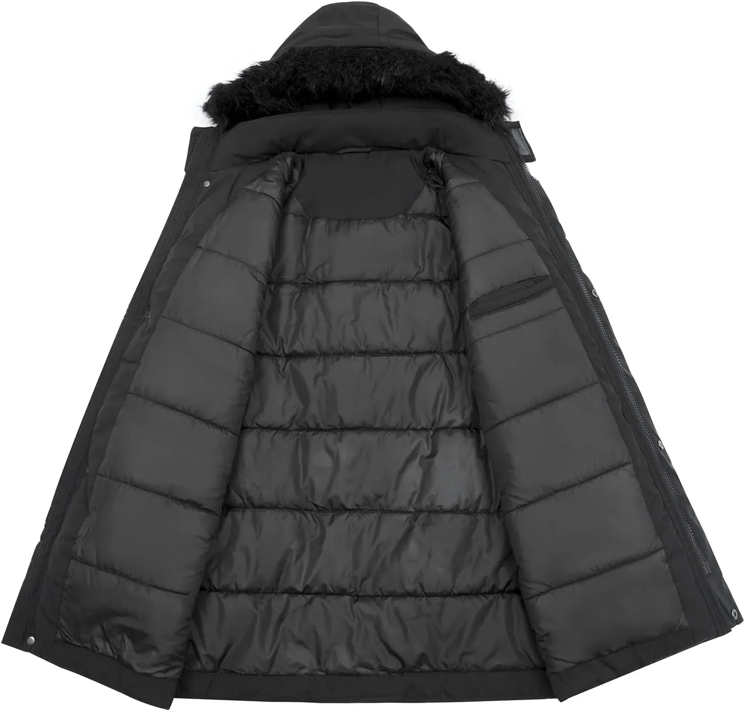 WEEN CHARM Men's Warm Parka Ski Jacket Water Resistant Puffer Jacket Long Winter Coat with Removable Faux Fur Hood