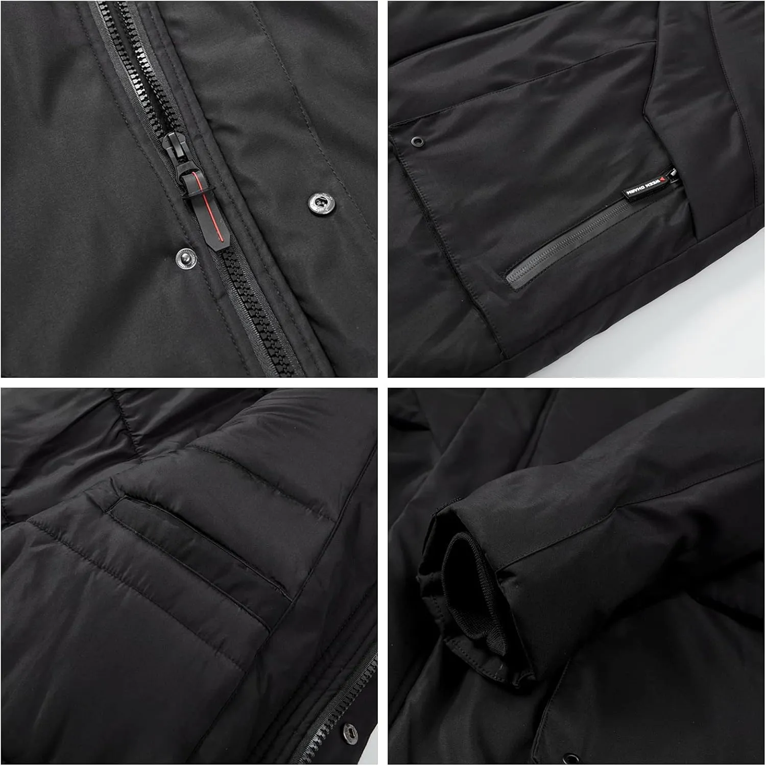 WEEN CHARM Men's Warm Parka Ski Jacket Water Resistant Puffer Jacket Long Winter Coat with Removable Faux Fur Hood