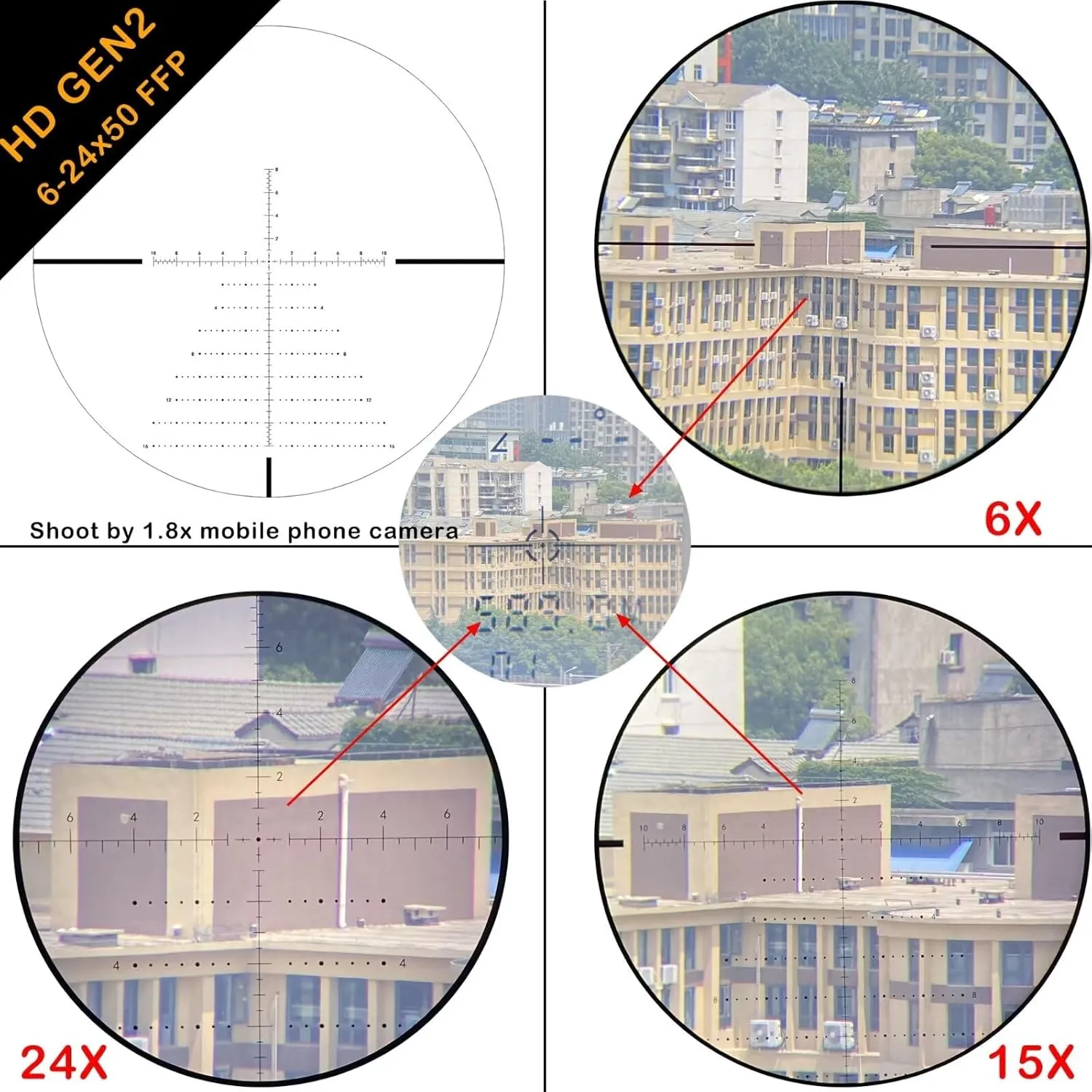 WestHunter Optics HD GEN2 6-24x50 FFP Precision Competition Riflescope, 30 mm Tube First Focal Plane Etched Glass Reticle Tactical 1/10 MIL Shooting Scopes | Zero Stop/Zero Reset