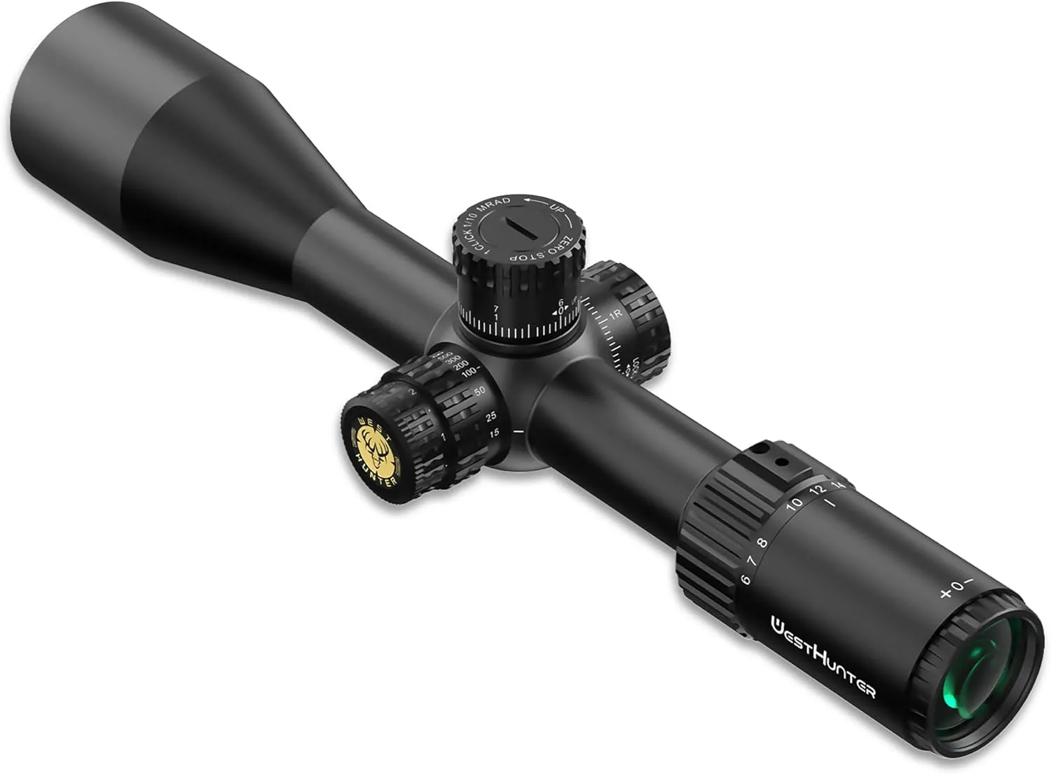 WestHunter Optics HD GEN2 SFIR FFP Precision Competition Riflescope, 30 mm Tube First Focal Plane Etched Glass Illuminated Reticle Tactical 1/10 MIL Shooting Scopes | Zero Stop