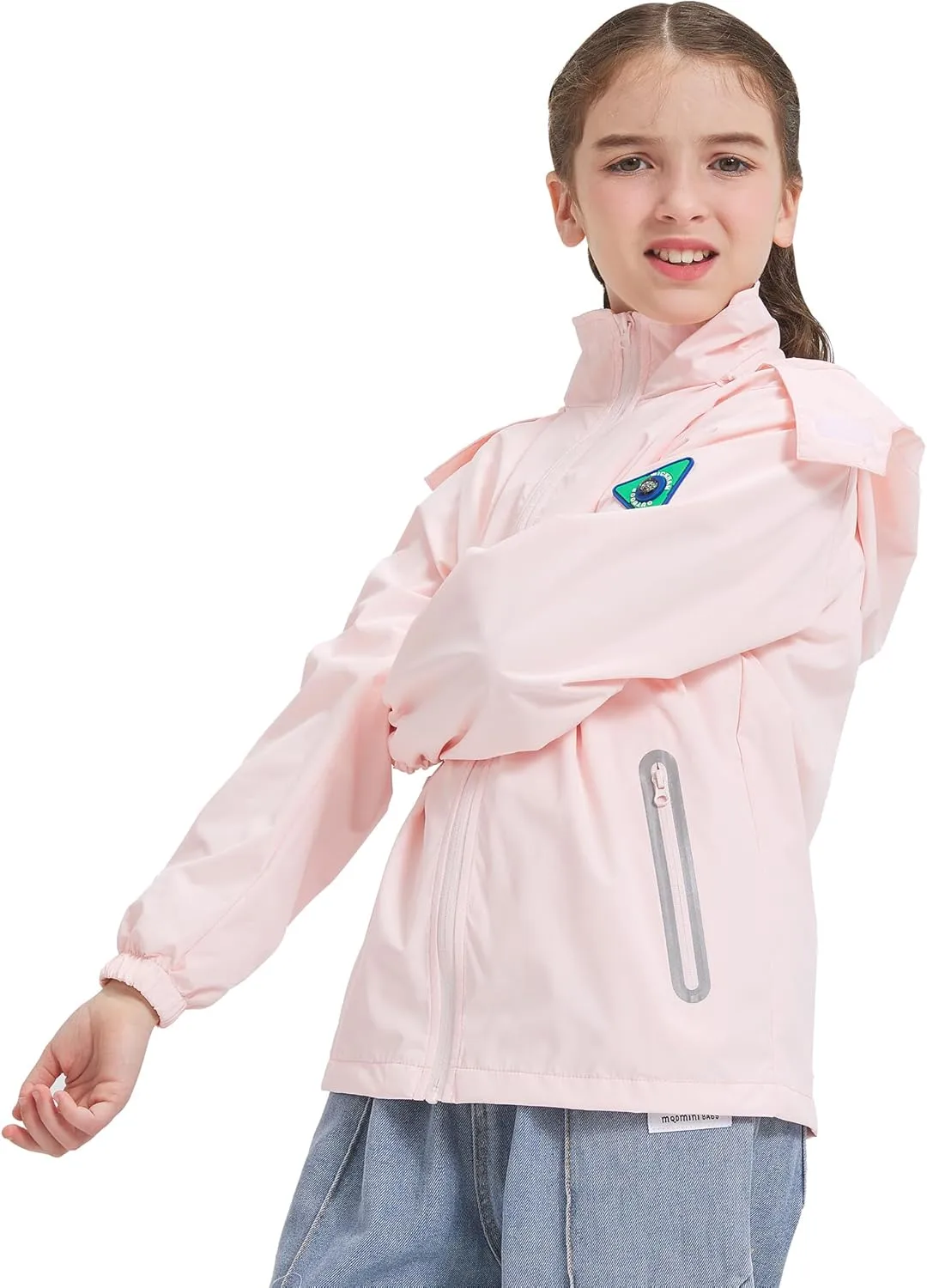 WICKHAM Boys Girls Waterproof Rain Jacket Detachable Hood Lightweight Raincoats for Kids Windbreaker Coat