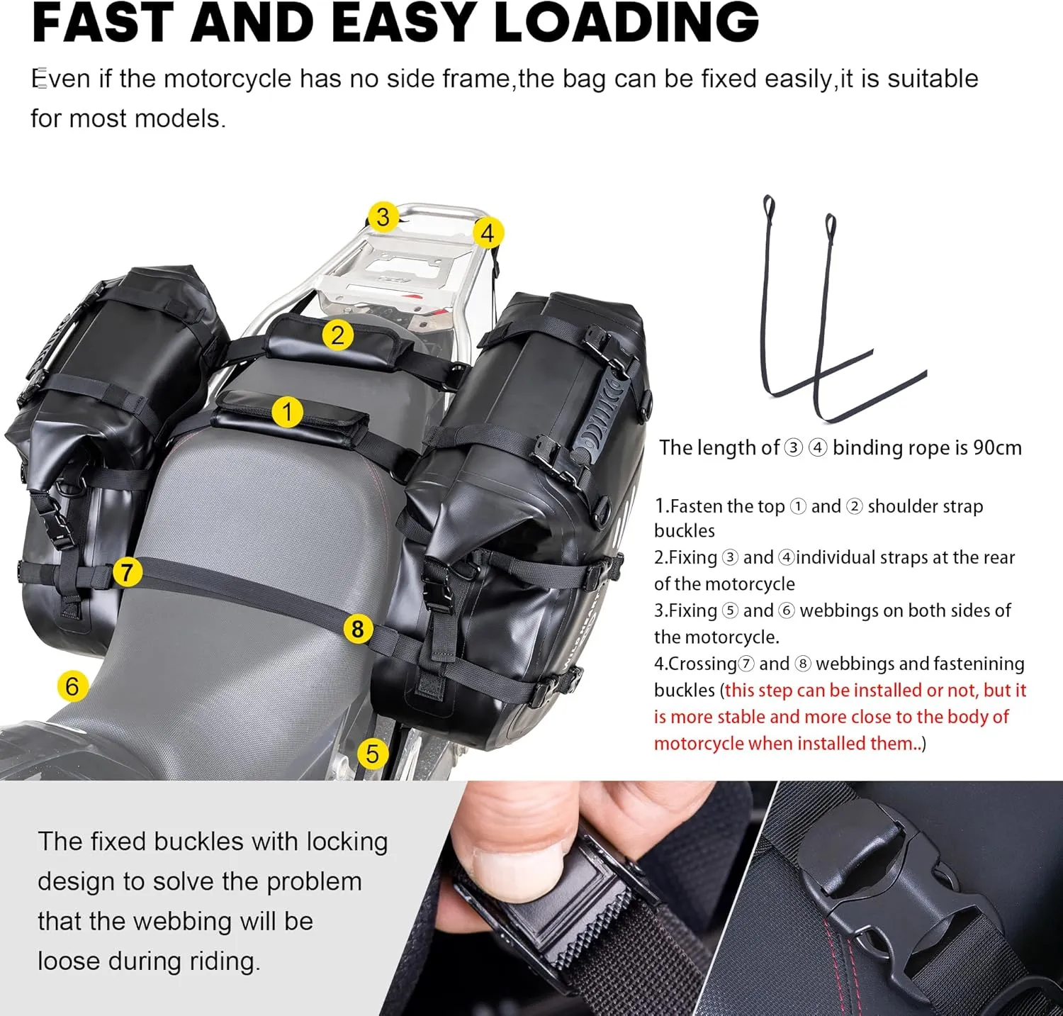 WILD HEART Motorcycle Saddlebags Waterproof Motorcycle Side Saddlebags Pannier Bag 24L/ 36L/50L Trunk Motorcycle Accessory