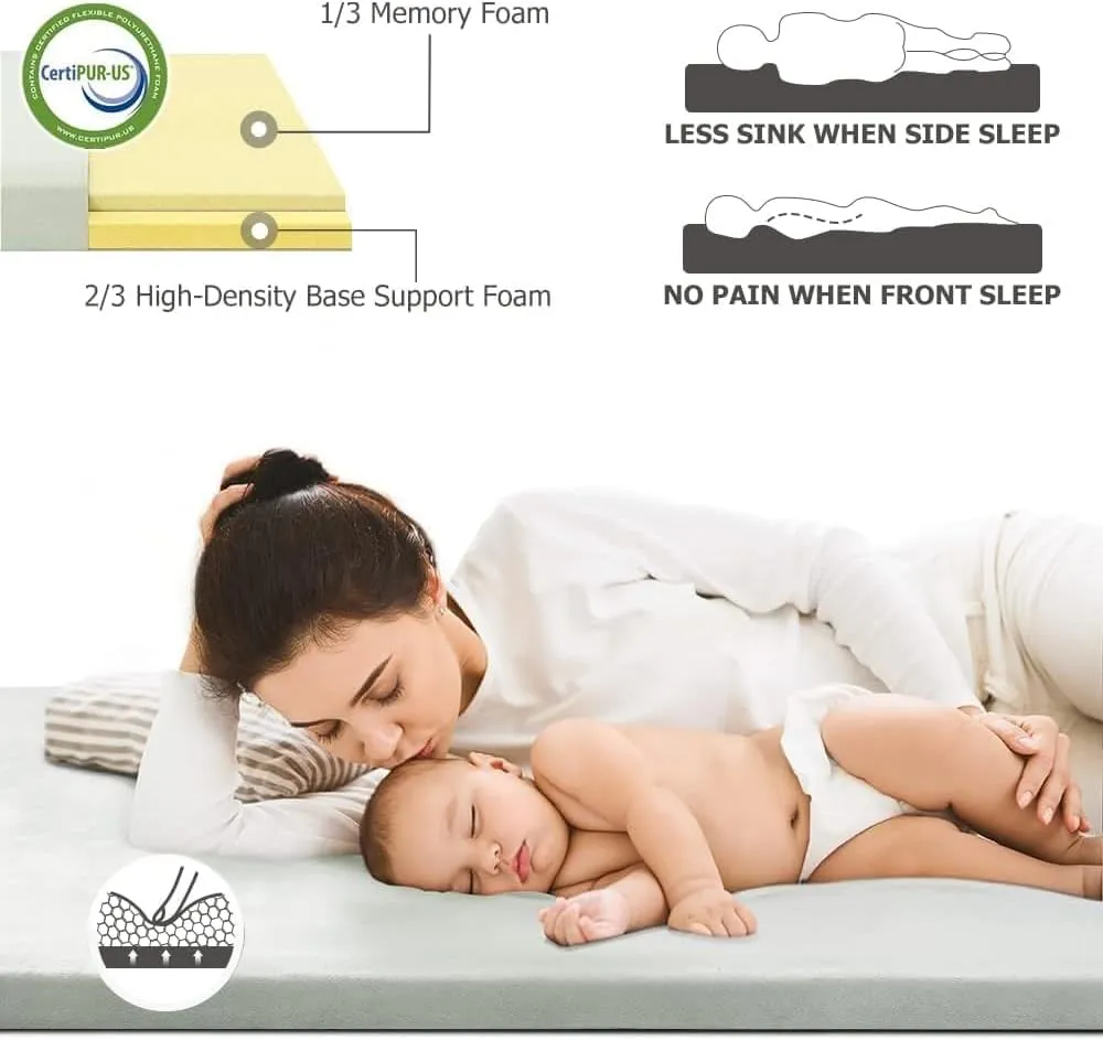 Willpo CertiPUR-US Memory Foam Camping Mattress with Travel Bag and 2 Interchangeable Covers, Lightweight Portable Sleeping Pad for Tents, Guest Beds, Home