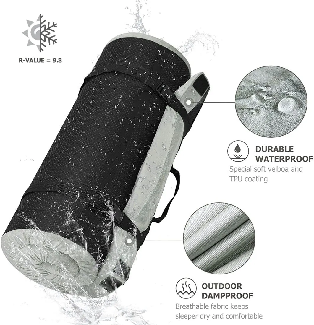 Willpo CertiPUR-US Memory Foam Camping Mattress with Travel Bag and 2 Interchangeable Covers, Lightweight Portable Sleeping Pad for Tents, Guest Beds, Home