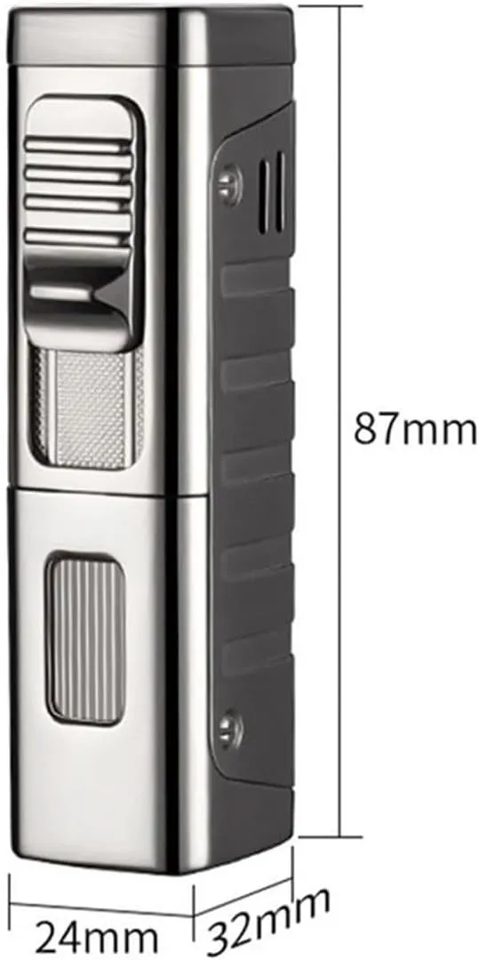 Windproof Triple Flame Inflatable Metal Lighter with Transparent Beam, Multi-Function Drill Design Portable Lighter, Suitable for Candle, Travel, Outdoor, Camping, Hiking, Men's Gift