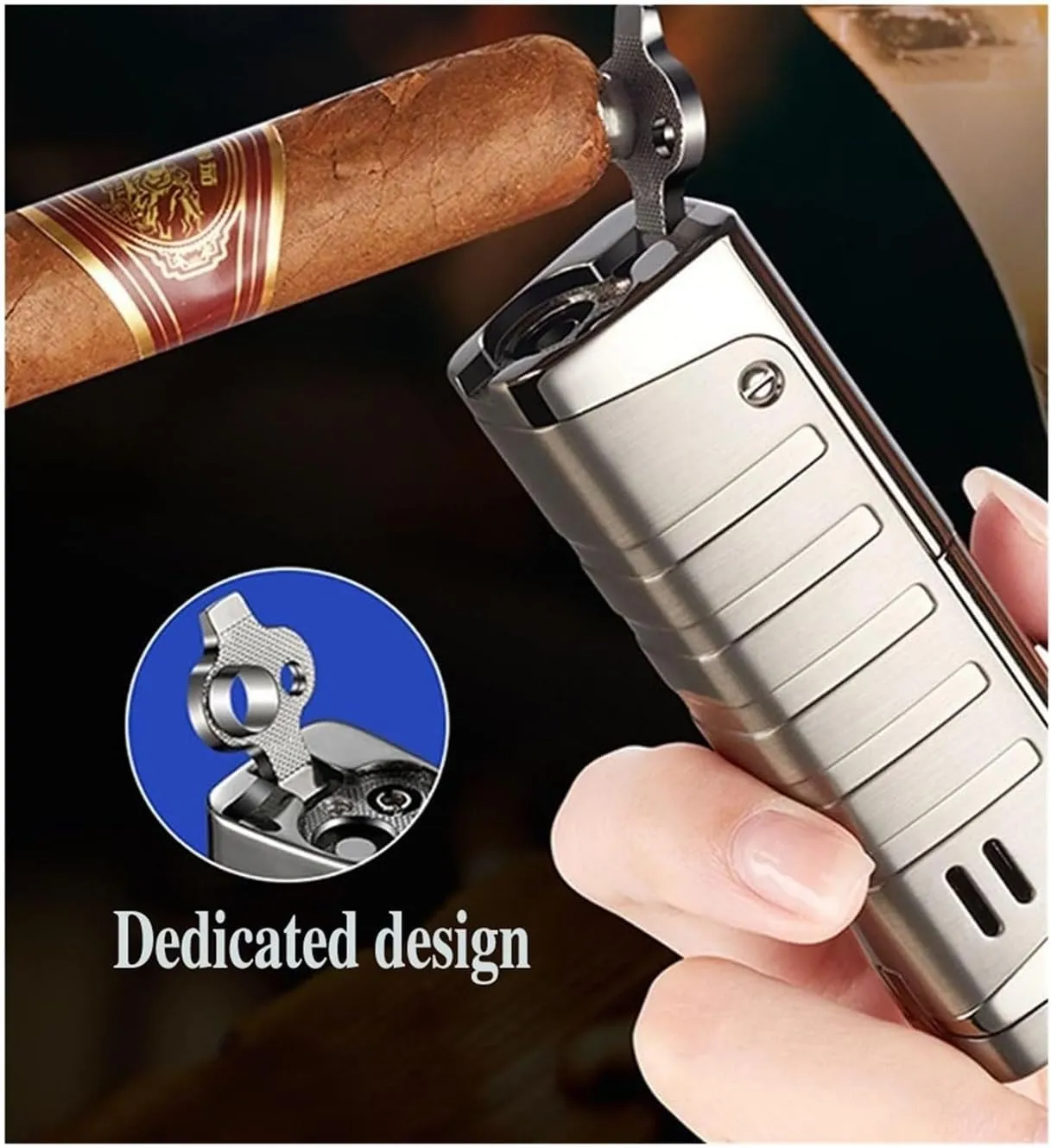 Windproof Triple Flame Inflatable Metal Lighter with Transparent Beam, Multi-Function Drill Design Portable Lighter, Suitable for Candle, Travel, Outdoor, Camping, Hiking, Men's Gift
