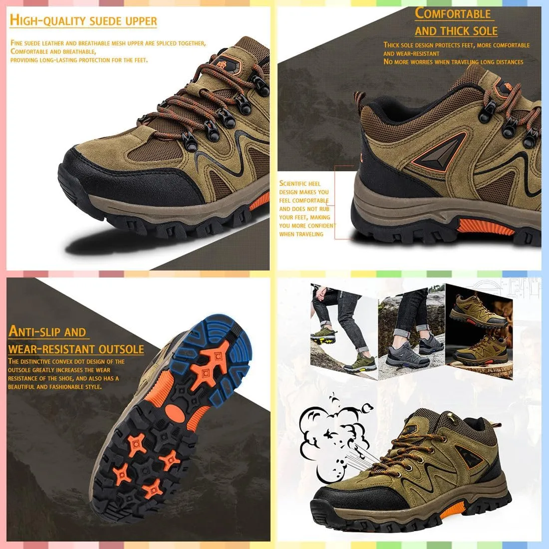 Winter Hiking Boots Men,Men's Comfortable Waterproof Orthopedic Walking Shoes Outdoor Wear-Resistant Hiking Shoes