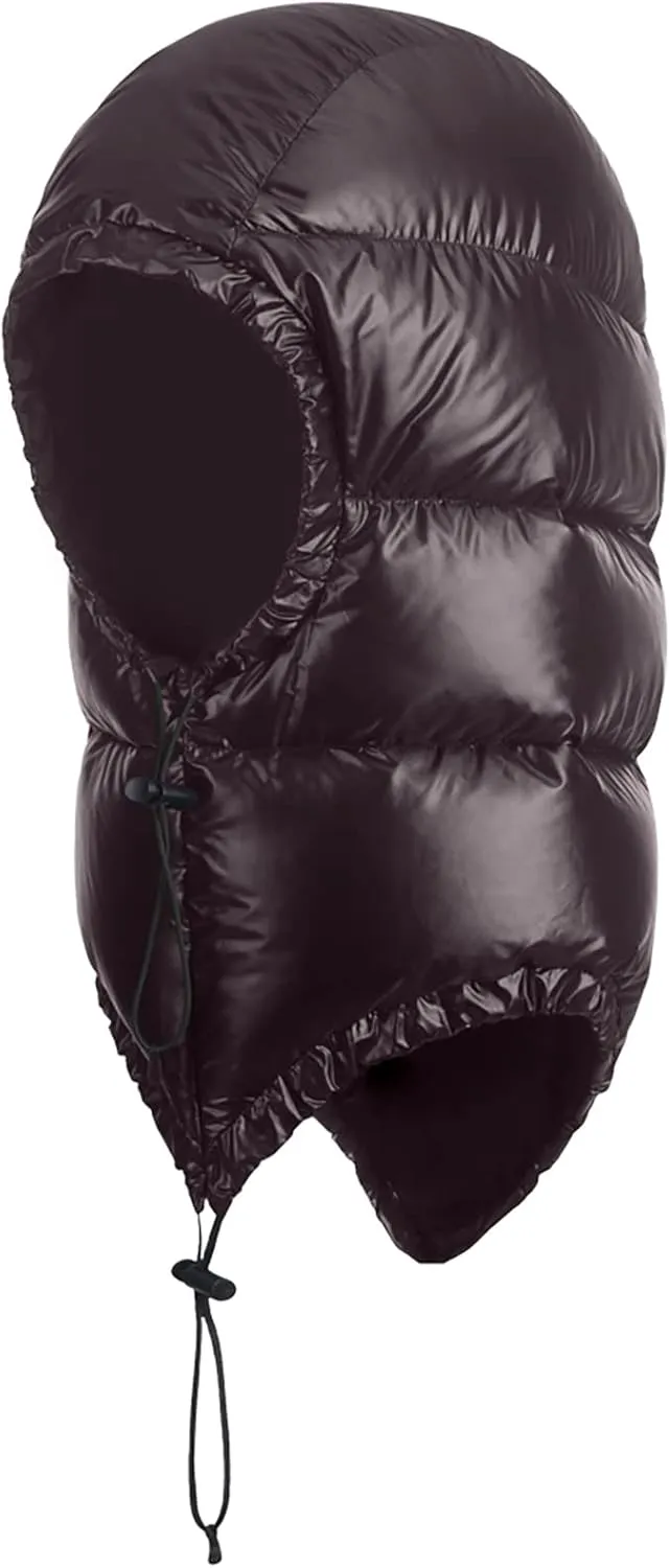 Winter Warm Ultralight Down Hood Waterproof Sleeping Bag Outdoor Camping Windproof Down Cap Hat with Storage Bag