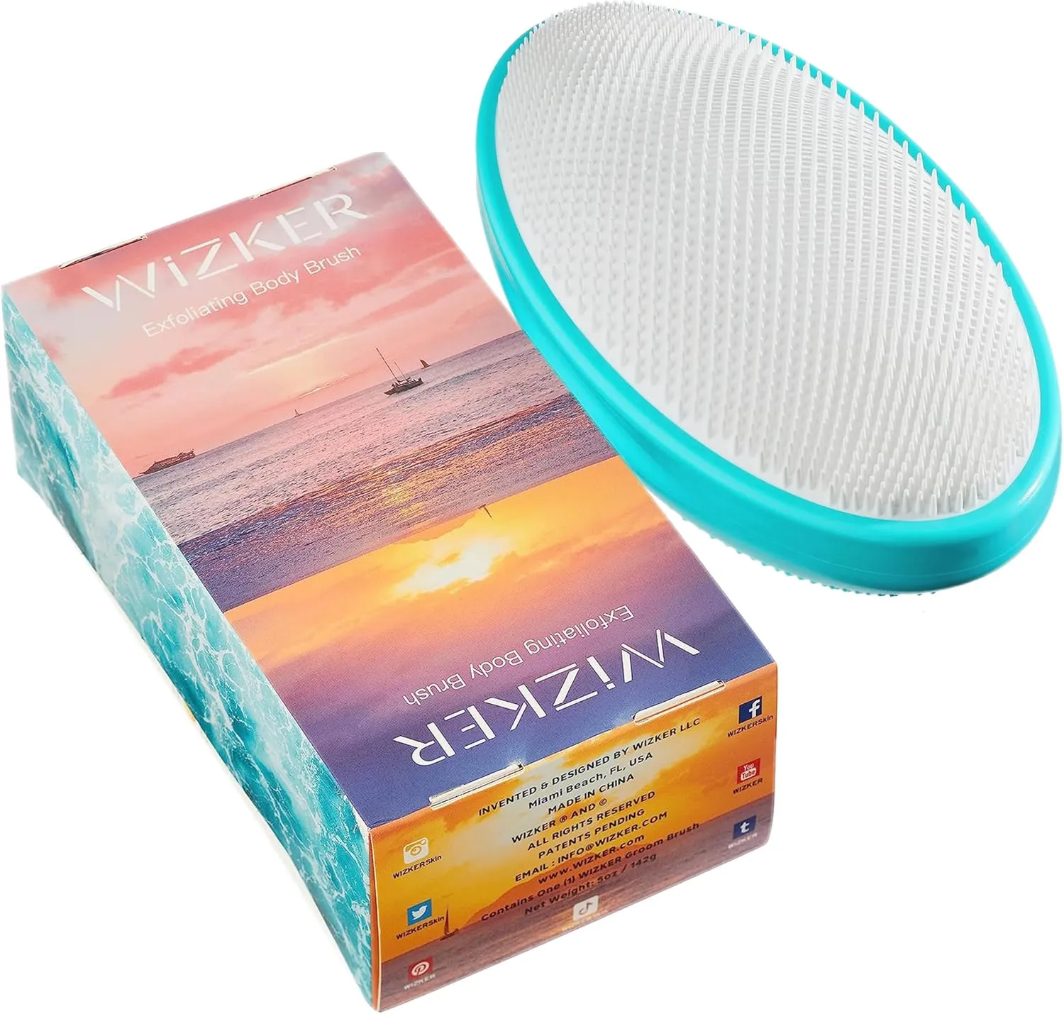 WIZKER® Premium Ingrown Hair Exfoliating Brush: Soft   Firm Face Body Scrubber, Sensitive Skin Exfoliator, Prevents Razor Bumps, Shave, Laser, Wax, Epilation, Dermaplaning – Waterproof, Mold Resistant