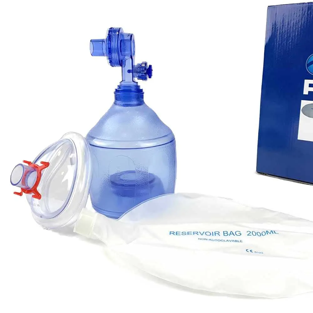 WNL Products 5000BVM-SINGLE Practi-Mask BVM CPR Training Device – Includes 1 Adult/Child CPR Training Mask, 1 Squeeze Bag, 1 Reservoir Bag – For Training Use Only (Single - Adult & Child)