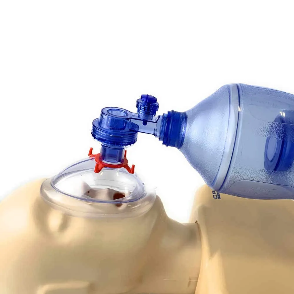WNL Products 5000BVM-SINGLE Practi-Mask BVM CPR Training Device – Includes 1 Adult/Child CPR Training Mask, 1 Squeeze Bag, 1 Reservoir Bag – For Training Use Only (Single - Adult & Child)
