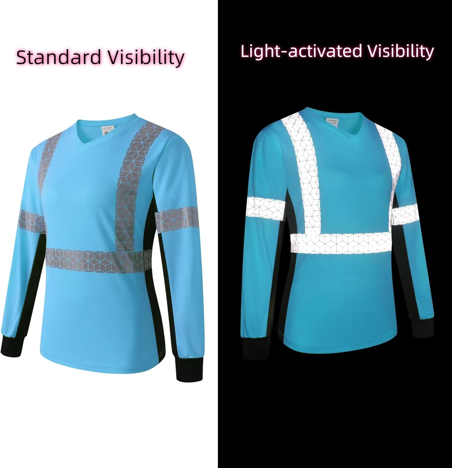 Women Safety Shirt,High Reflective T Shirt for Woman with Unusual Reflective Pattern,Short Sleeve Breathable