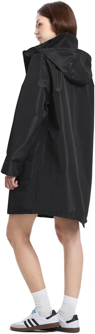 Women Waterproof Lightweight Rain Jacket Outdoor Hooded Raincoat