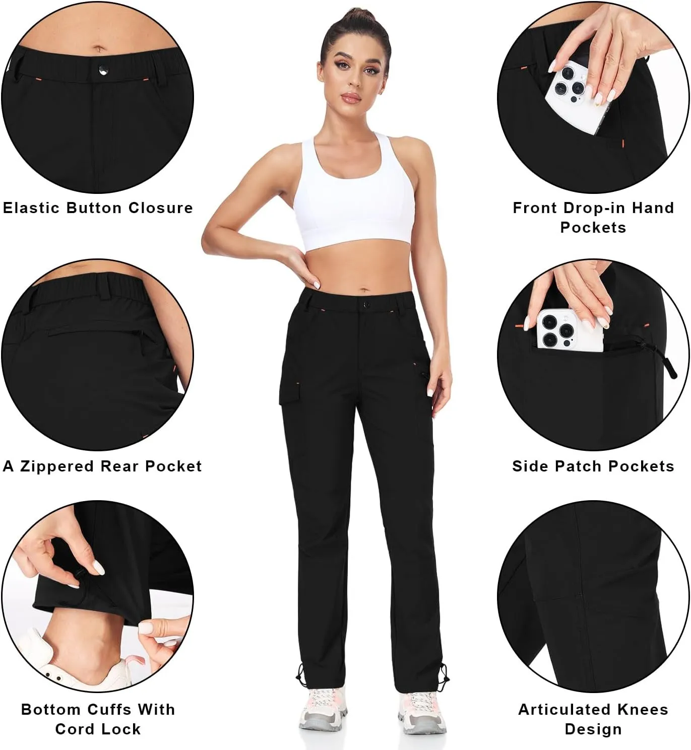 Women's Cargo Capris Hiking Pants Lightweight Waterproof Travel Outfits Camping Clothes Casual Summer Pockets
