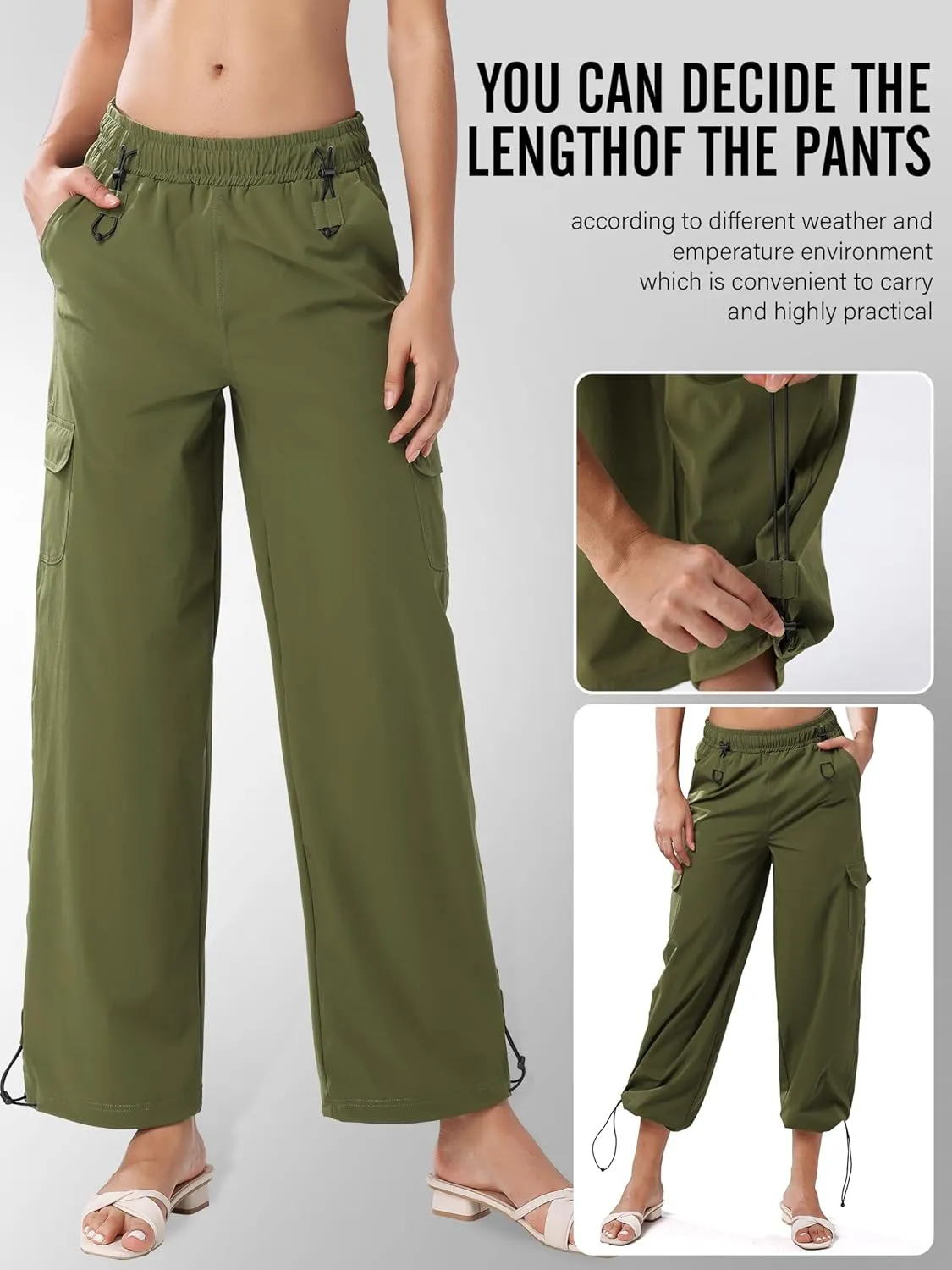 Women's Cargo Hiking Pants Waterproof Quick Dry Pants Outdoor Water Resistance Stretch Lightweight for Safari Casual Camping
