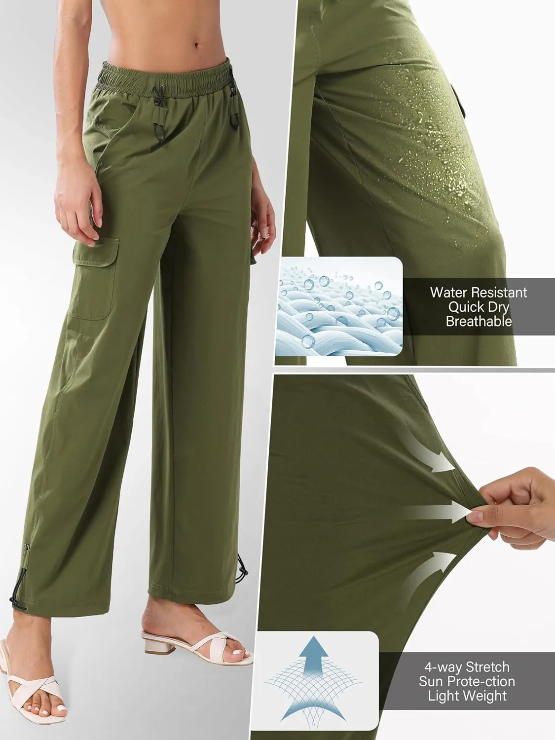 Women's Cargo Hiking Pants Waterproof Quick Dry Pants Outdoor Water Resistance Stretch Lightweight for Safari Casual Camping