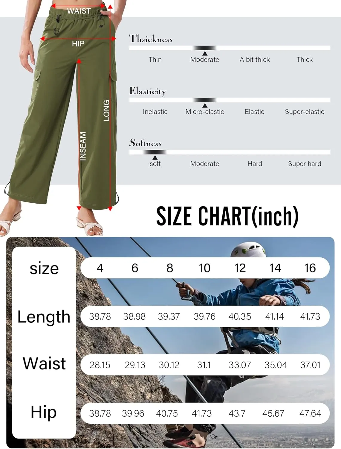 Women's Cargo Hiking Pants Waterproof Quick Dry Pants Outdoor Water Resistance Stretch Lightweight for Safari Casual Camping