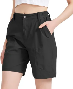 Womens Hiking Cargo Shorts 7" Lightweight Quick Dry Athletic Shorts for Camping Travel Golf with Zipper Pockets