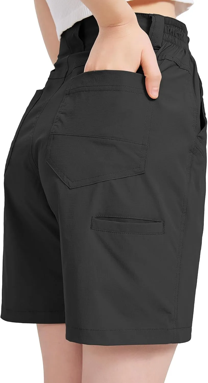 Womens Hiking Cargo Shorts 7" Lightweight Quick Dry Athletic Shorts for Camping Travel Golf with Zipper Pockets