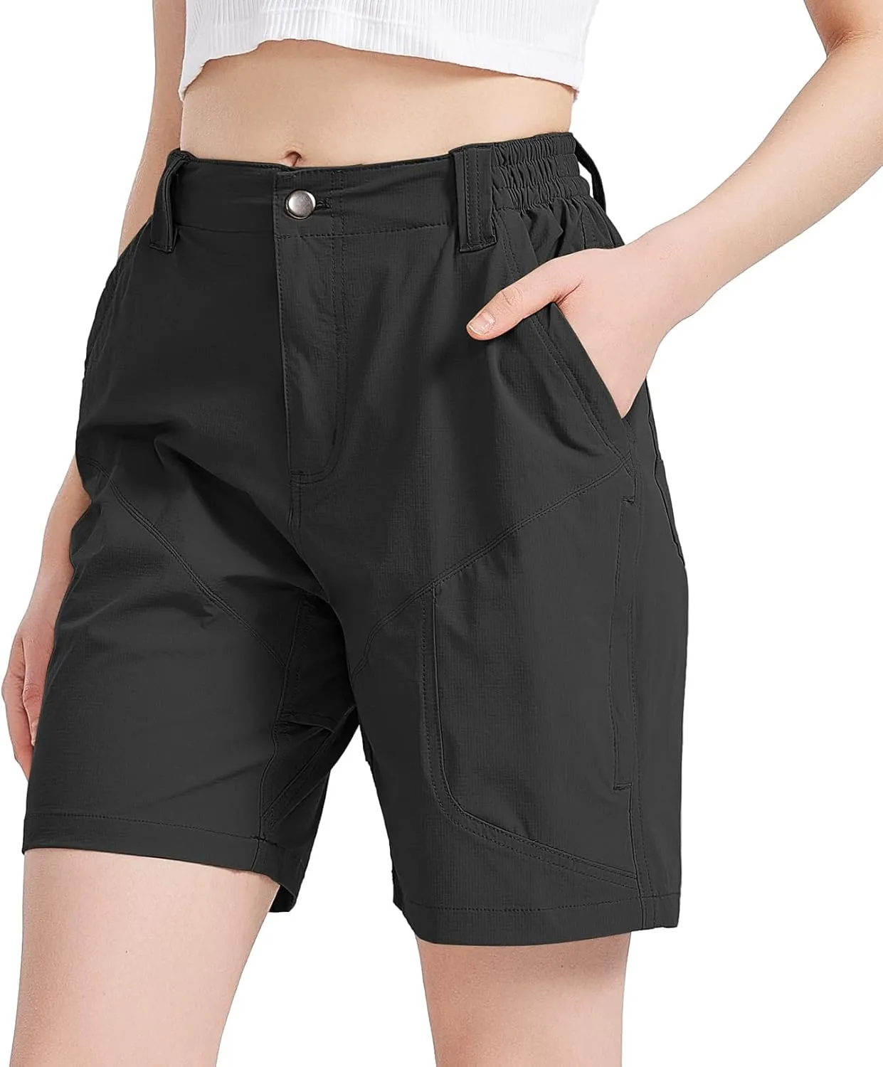 Womens Hiking Cargo Shorts 7" Lightweight Quick Dry Athletic Shorts for Camping Travel Golf with Zipper Pockets