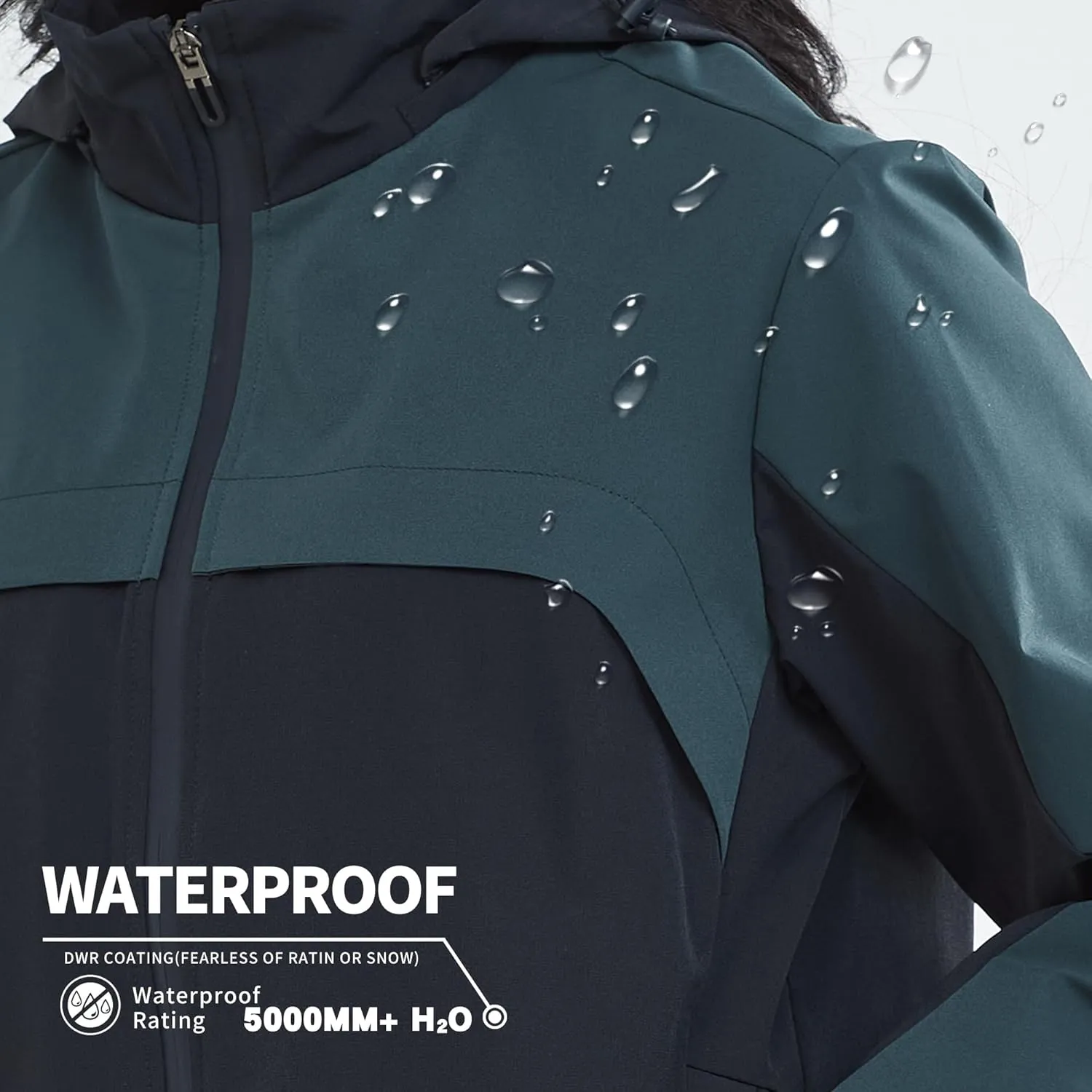 Women's Hooded Jacket Waterproof Breathable Spring Windproof Warm Jacket Lightweight Women