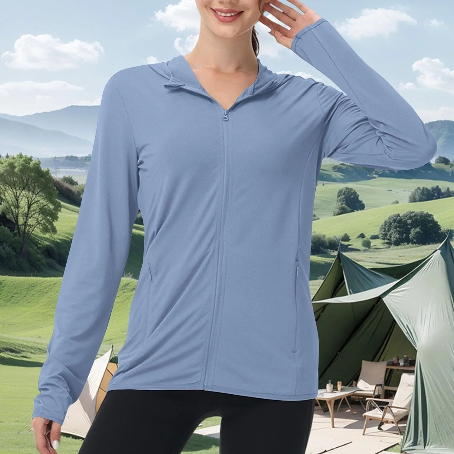 Women's Long Sleeve UPF 50  Sun Protection Shirts Rash Guard Outdoor Camping Hoodies Lightweight UPF50  Sweatshirts