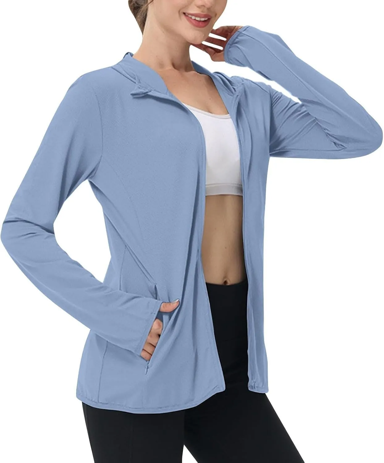 Women's Long Sleeve UPF 50  Sun Protection Shirts Rash Guard Outdoor Camping Hoodies Lightweight UPF50  Sweatshirts
