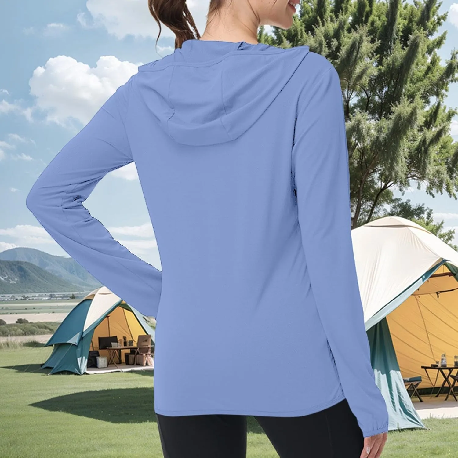 Women's Long Sleeve UPF 50  Sun Protection Shirts Rash Guard Outdoor Camping Hoodies Lightweight UPF50  Sweatshirts