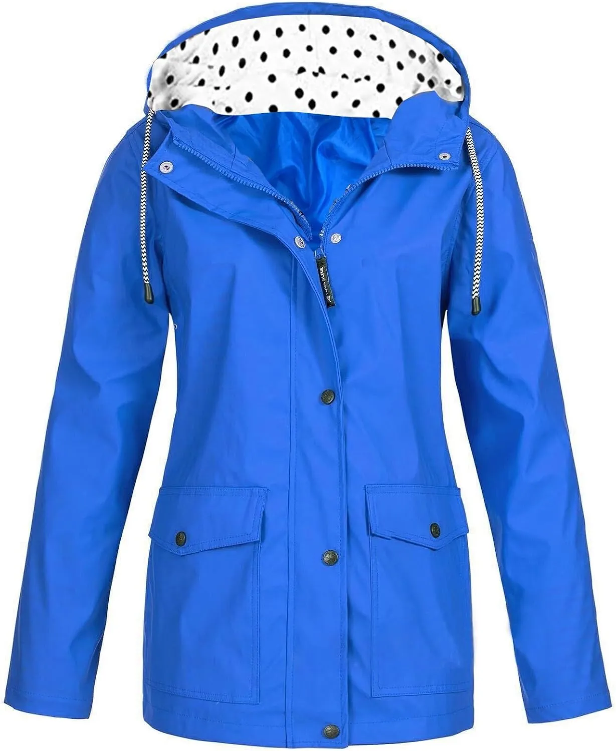Womens Rain Coat Lightweight Hooded Zip up Rain Jackets Trench Coats Outdoor Cycling Bike Waterproof Windbreaker