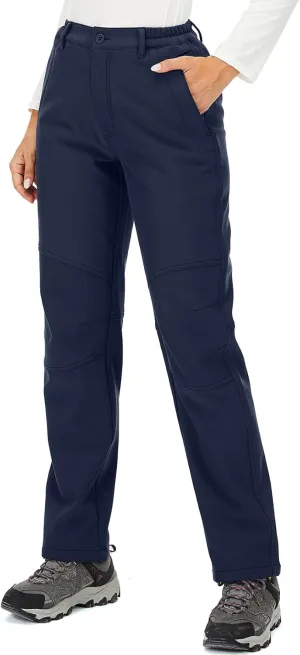 Womens Snow Pants Hiking Winter Fleece Lined Waterproof Soft Shell Insulated Outdoor Camping Travel ski Pants 5022,Blue,XX-Large