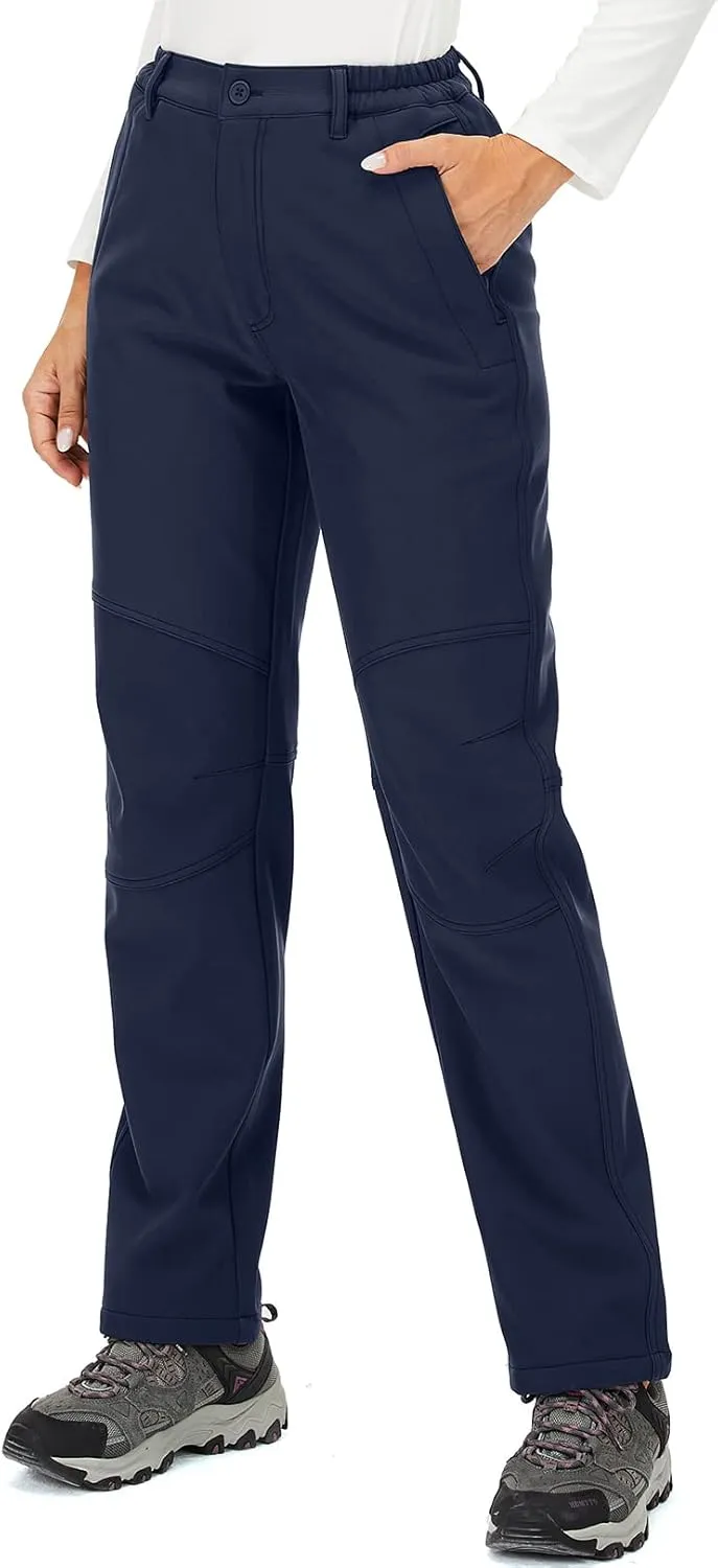 Womens Snow Pants Hiking Winter Fleece Lined Waterproof Soft Shell Insulated Outdoor Camping Travel ski Pants 5022,Blue,XX-Large